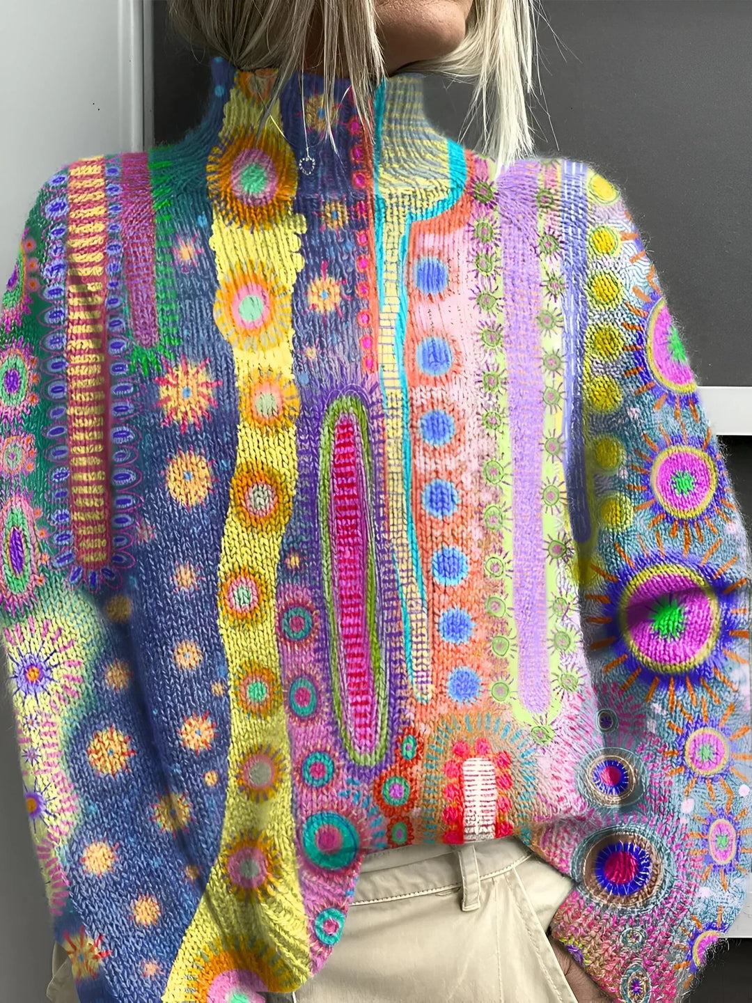 HERMINE™ | Colourful Knit Turtleneck Sweater